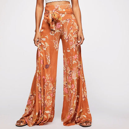 Casual Summer Floral Print Trumpet Pants for Women