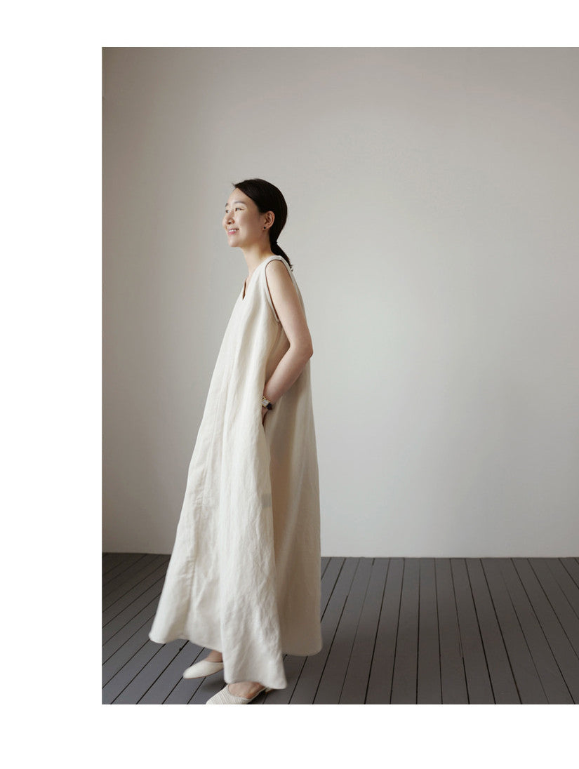 Women Linen Sleeveless Long Cozy Dresses