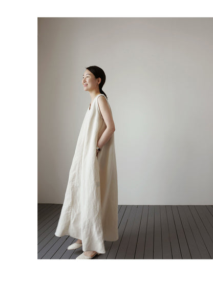 Women Linen Sleeveless Long Cozy Dresses