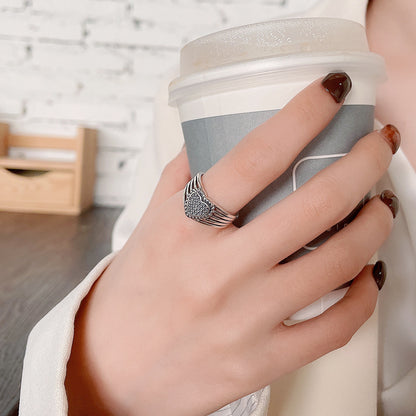 Sweetheart Design Vintage Silver Women Rings