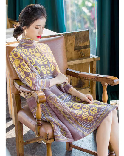 Ethnic High Neck Midi Length Dresses