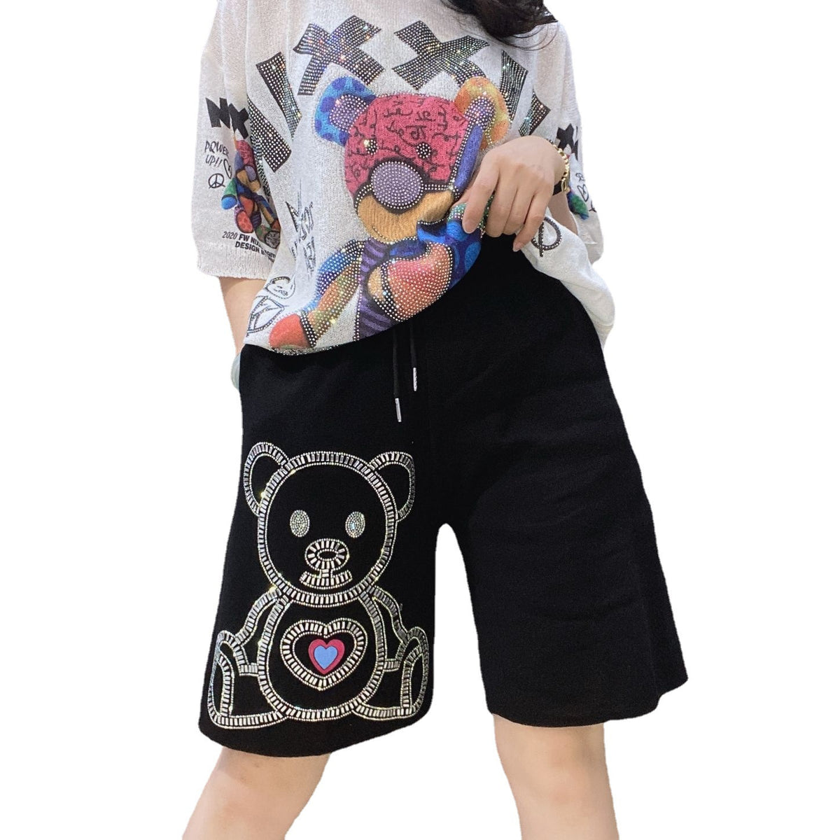 Casual Summer High Elastic Diamond Women Bottoms