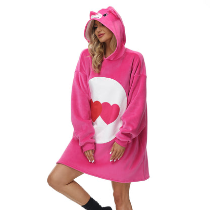 Rainbow Print Winter Warm Hoodies Wearable Sleepwear Blanket