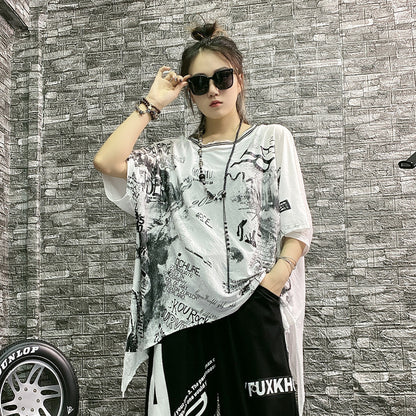 Designed Irregular Summer Plus Sizes T Shirts