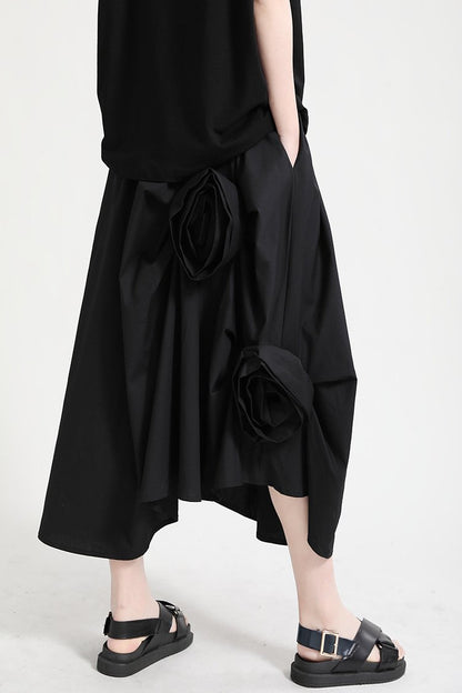 Casual 3D Flower Decoration Women Skirts