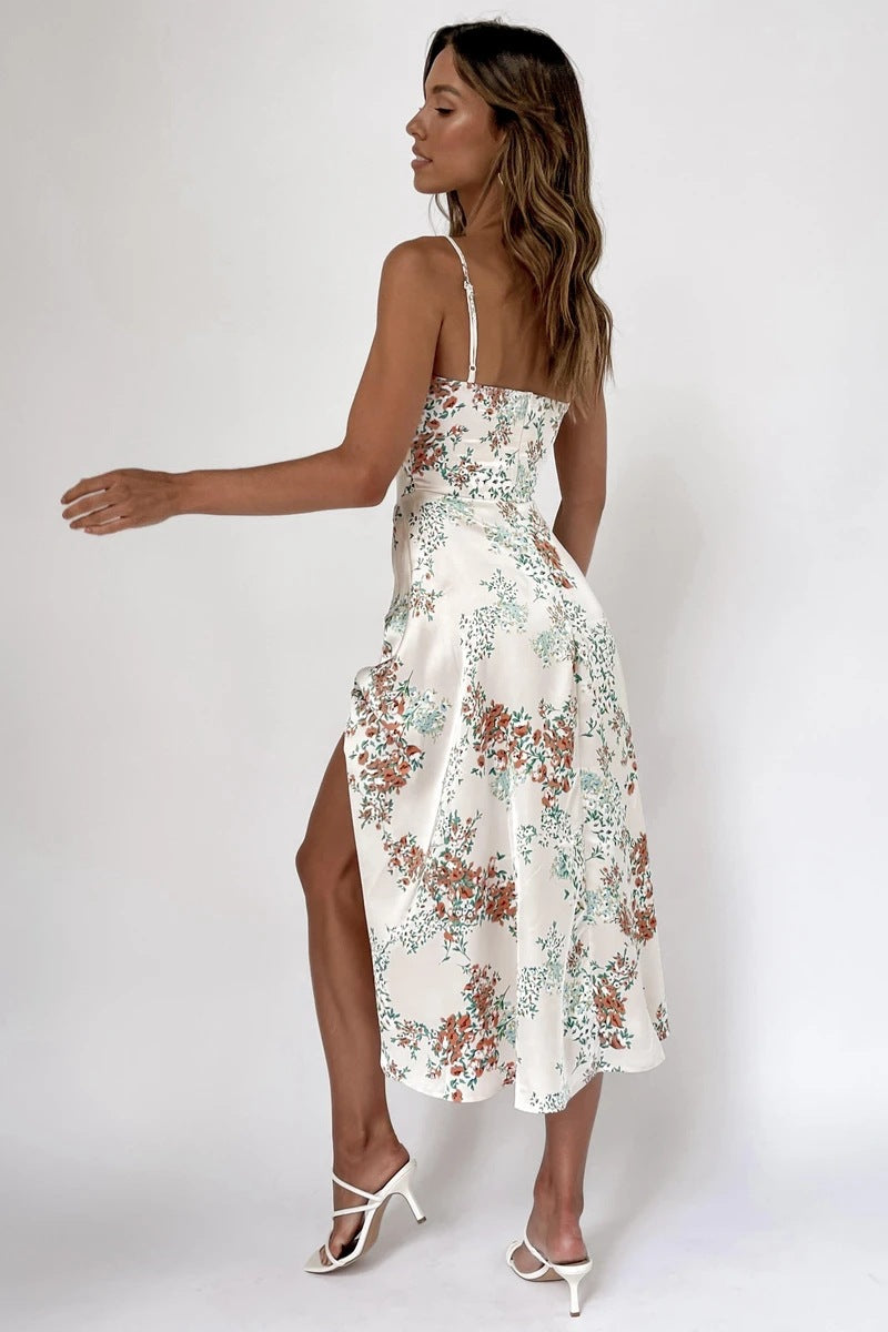Sweety Summer Floral Print Sleeves Long Dresses