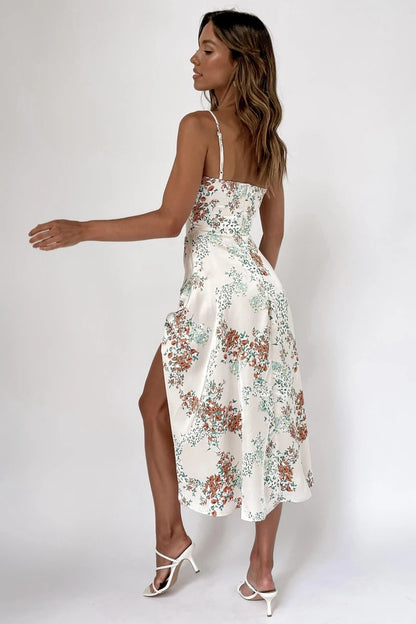 Sweety Summer Floral Print Sleeves Long Dresses