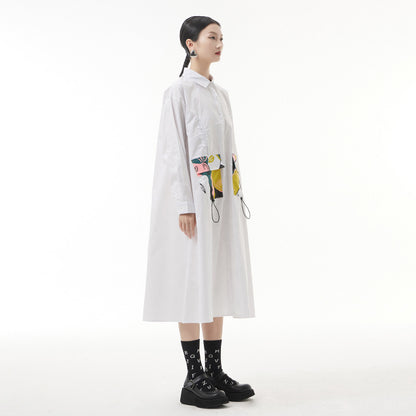 Designed Plus Sizes Long Sleeves Midi Shirts Dresses