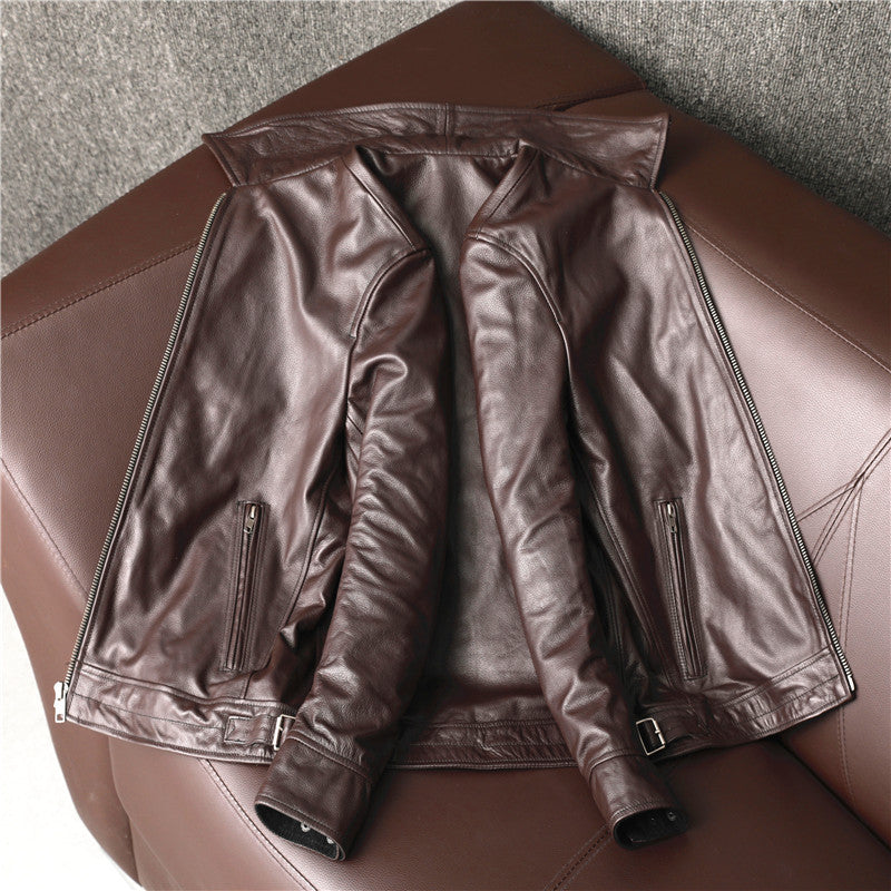 Brown Cowhide Leather Business Jackets for Men