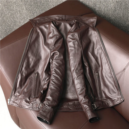 Brown Cowhide Leather Business Jackets for Men