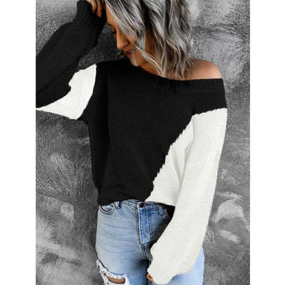 Women Knitting Irregular One Shoulder Sweaters-STYLEGOING