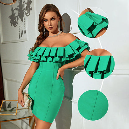 Elegant Green Off The Shoulder Sheath Party Dresses