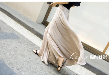 Women High Waist Satin Chiffon Casual Pants