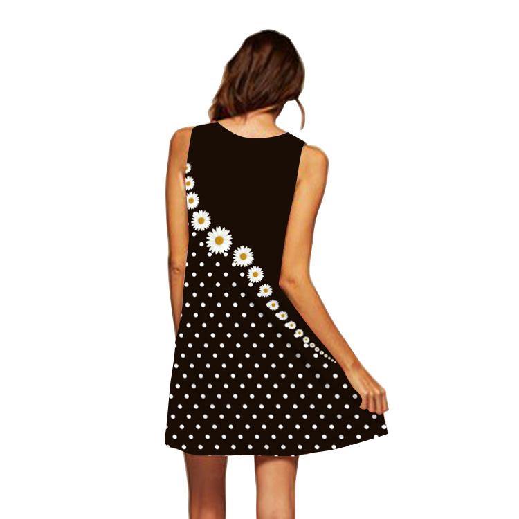 Summer 3D Floral Print Sleeveless Mini Short Dresses-STYLEGOING