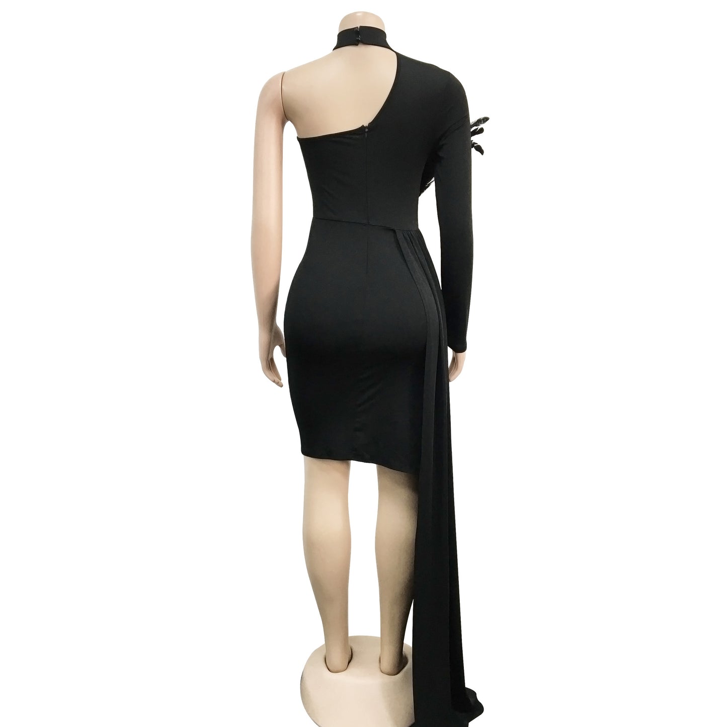 Sexy Feather Design One Shoulder Evening Party Dresses