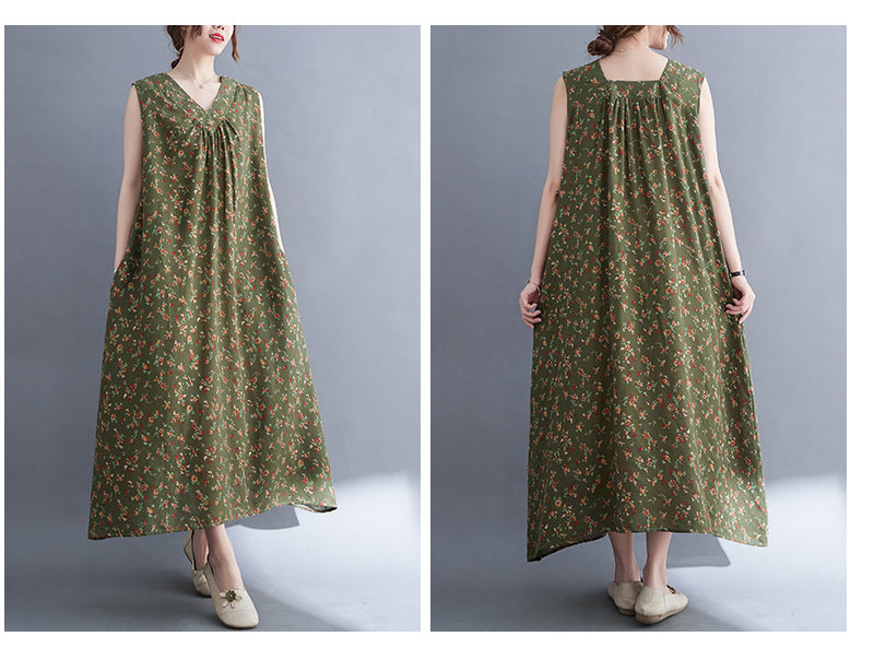 Casual Summer Linen Plus Sizes Sleeveless Dresses
