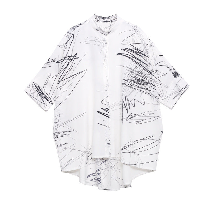 Casual Graffiti Irregular Summer Women Shirts
