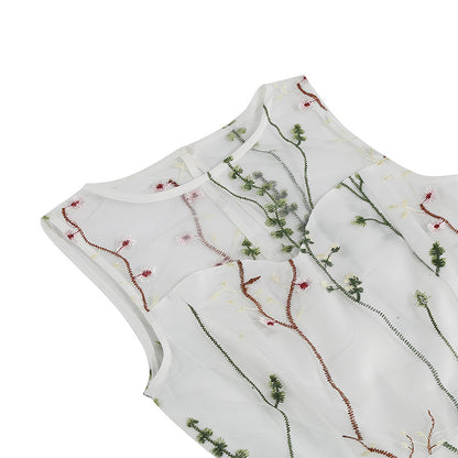 Vintage Sleeveless Embroidery Dresses