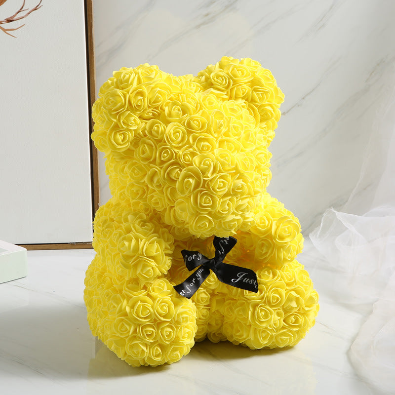 Valentine's Gift Preserved Flowers Rose Bear 25cm