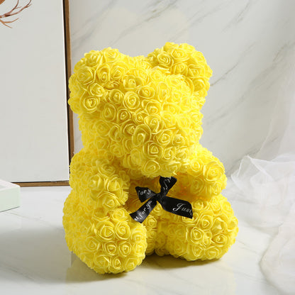 Valentine's Gift Preserved Flowers Rose Bear 25cm