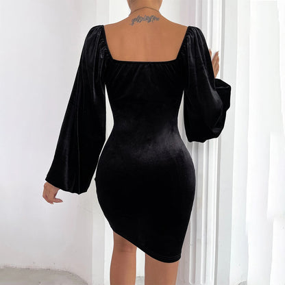 Elegant Sexy Hollow Out Puff Sleeves Mini Dresses