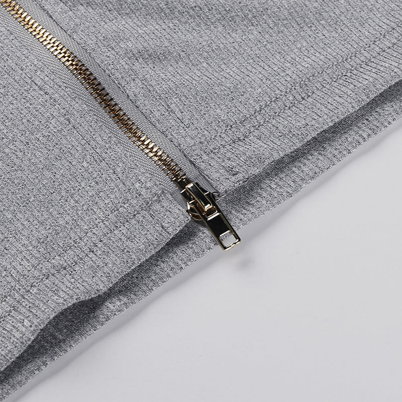 Sexy Zipper Women Fall Short Tops