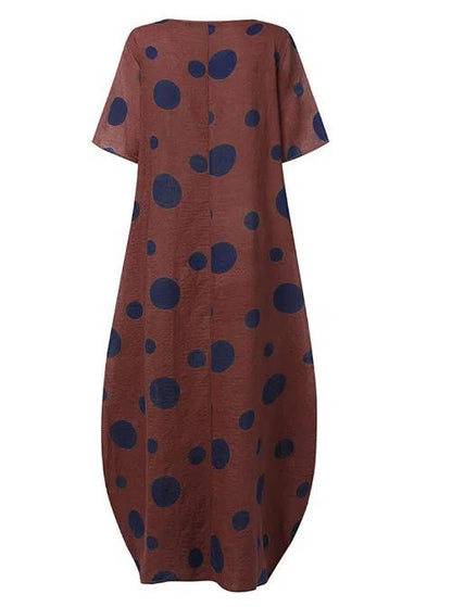 Short Sleeves Bohemian Loose Long Dress-STYLEGOING