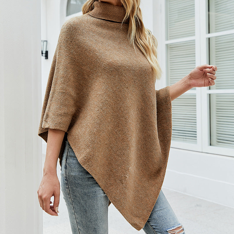 Winter High Neck Knitted Women Cape Coats