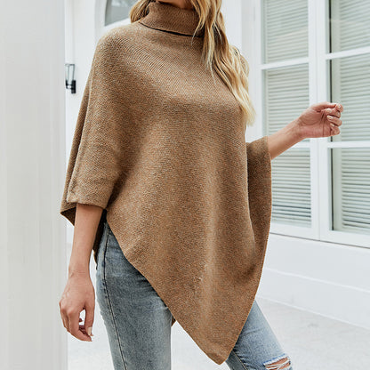 Winter High Neck Knitted Women Cape Coats