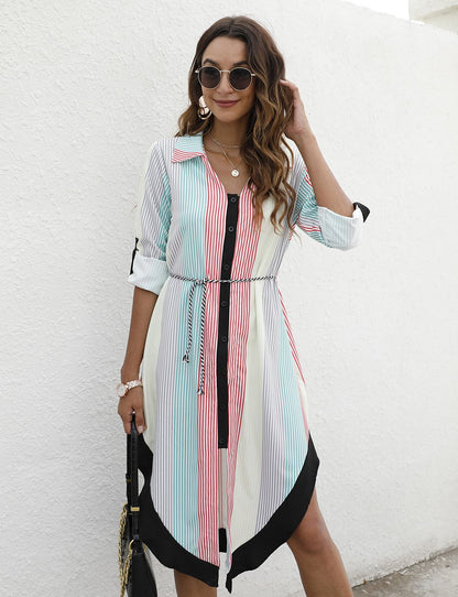 Leisure Long Sleeves Women Short Fall Shirt Dresses-STYLEGOING