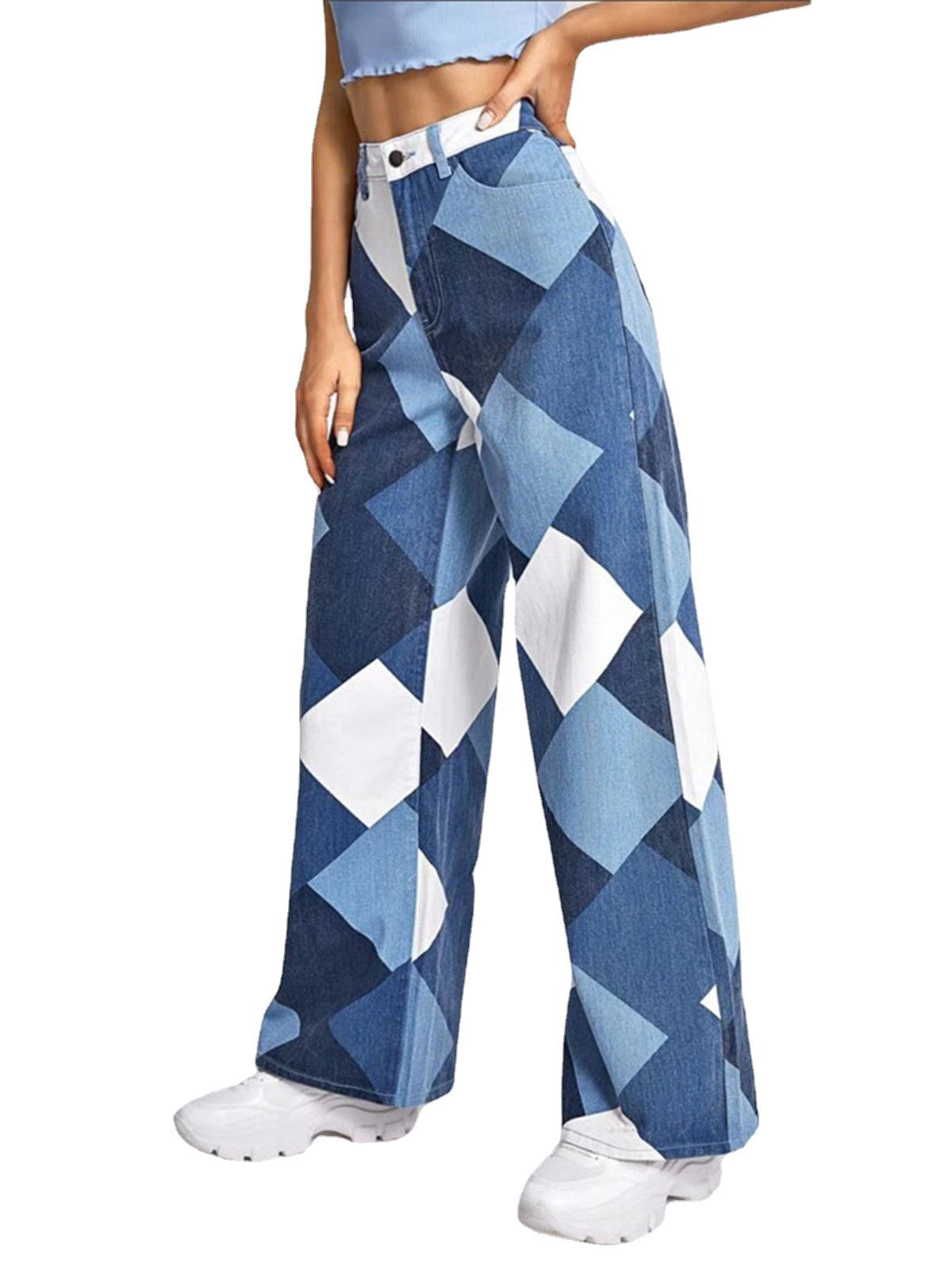 Casual High Waist Women Denim Wide Leg Pants