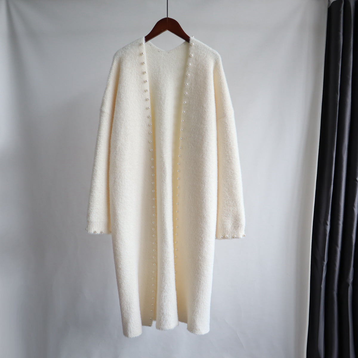 Leisure Mink Wool Winter Long Overcoat for Women