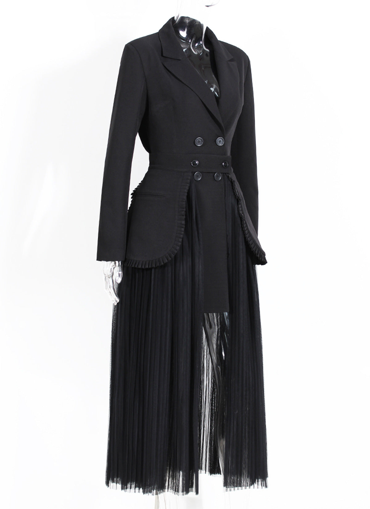 Black Blazer Overcoat and Designed Tulle Skirts