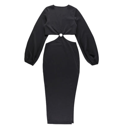Sexy Long Sleeves Waist Baring Party Dresses