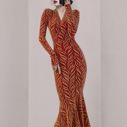 Luxury Elegant V Neck Long Mermaid Dresses