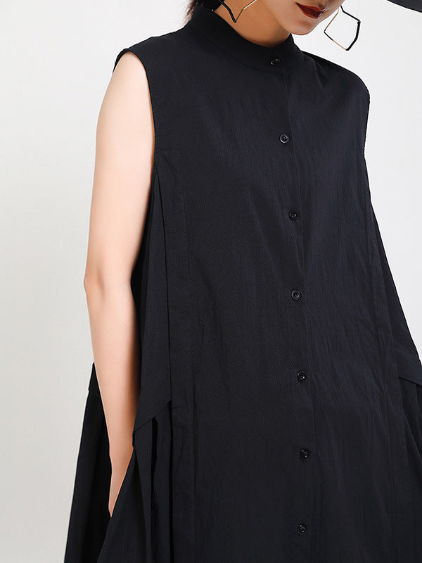 Casual Stand Collor Cotton Elegant Dresses