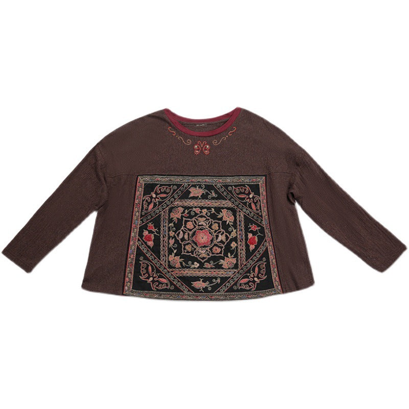 Vintage Urban Linen Embroidery T Shirts & Pants for Women
