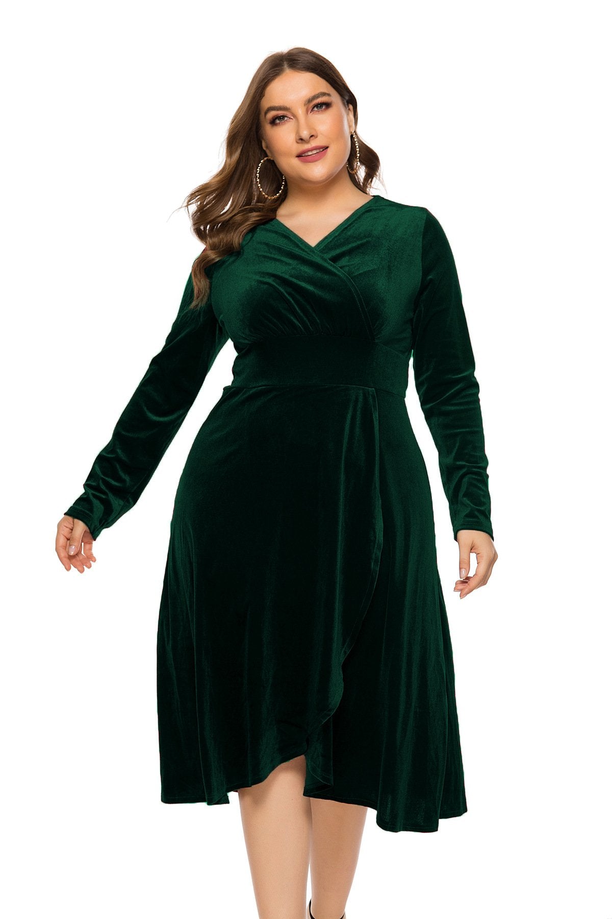 Long Sleeves Women Plus Sizes Fall Dresses-STYLEGOING