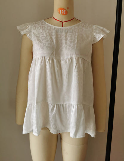 Summer Ruffled Round Neck Women Blouses