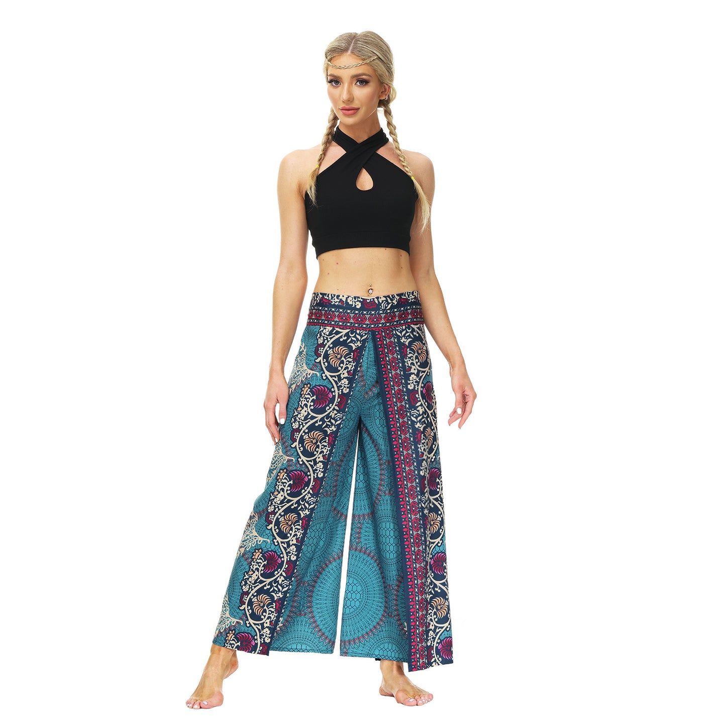 Casual Floral Print Women Yoga Loose Pants