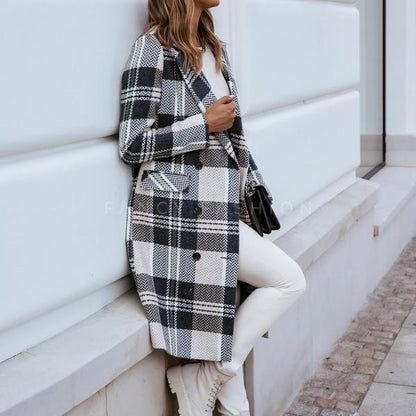 Fashion Women Plaid Woolen Overcoat for Winter--Free Shipping at meselling99