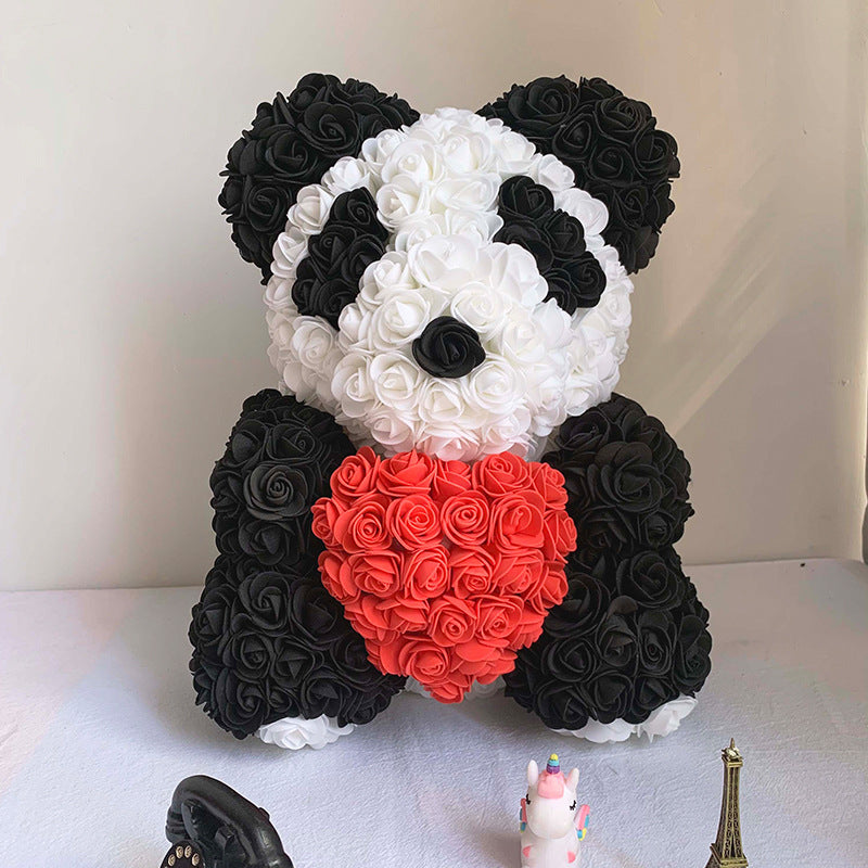 Valentine's Gift Preserved Flowers Rose Bear 25cm