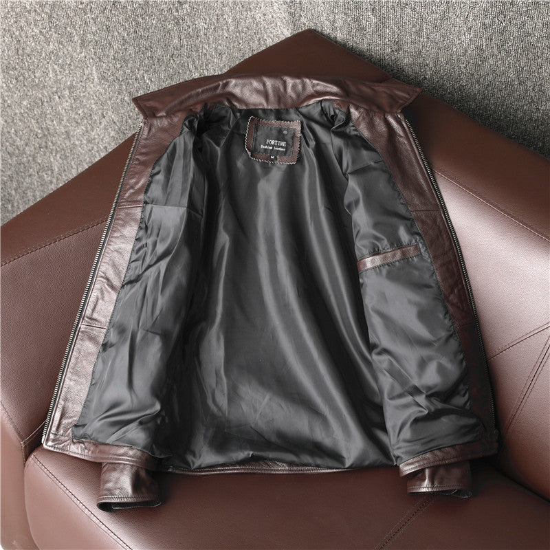 Brown Cowhide Leather Business Jackets for Men