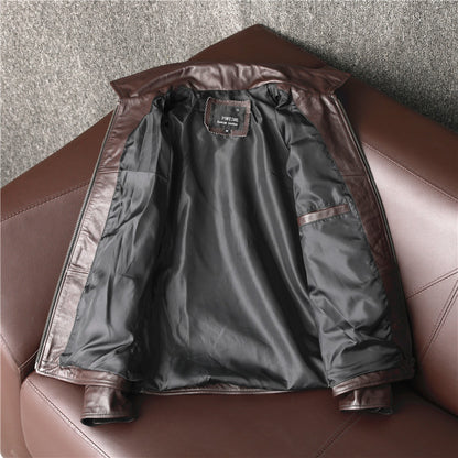 Brown Cowhide Leather Business Jackets for Men