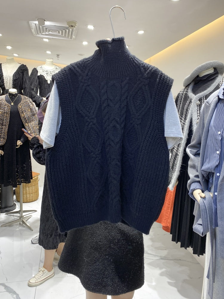 Winter Turtleneck Knitting Vest for Women