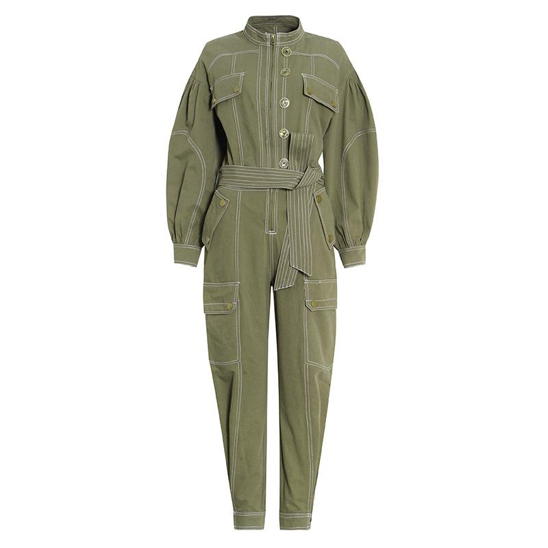 Leisure High Waist Overall Lace Up Jumpsuits-STYLEGOING