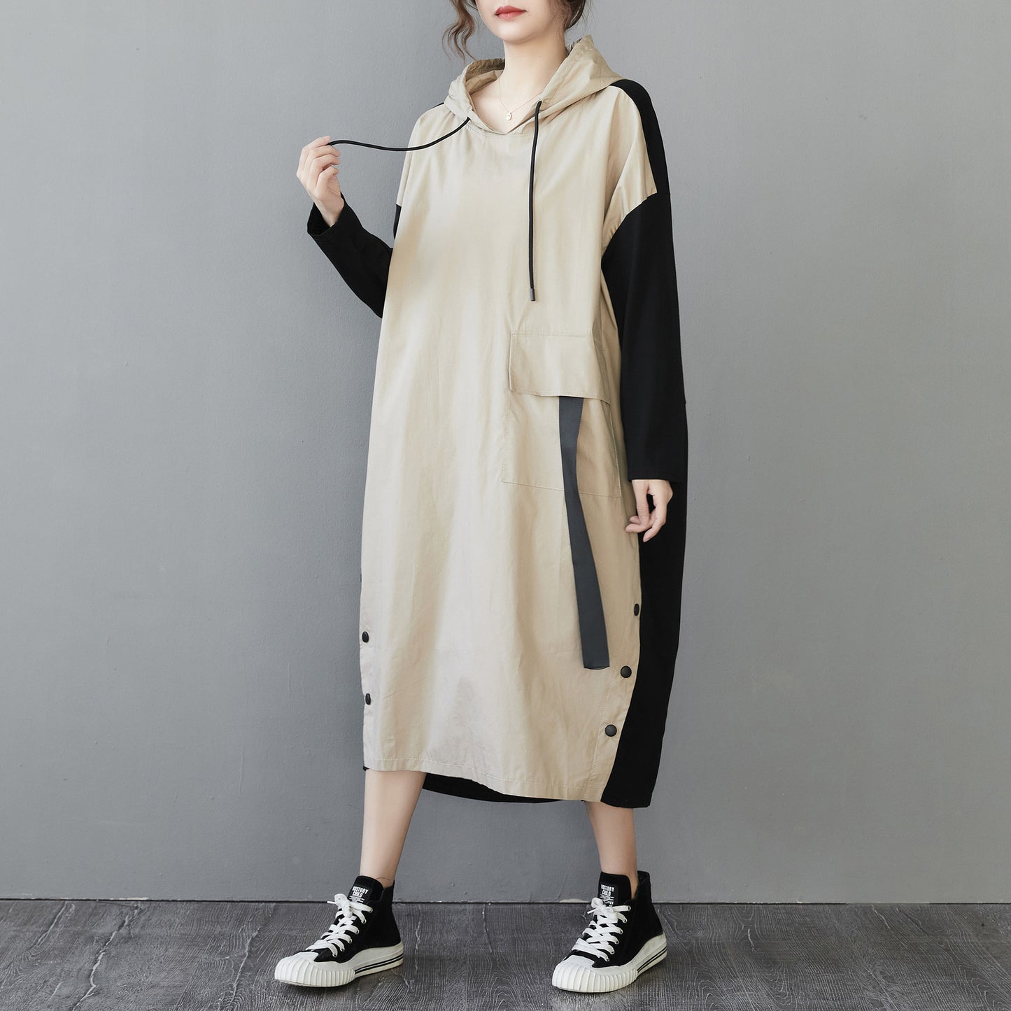 Women Plus Sizes Fall Long Sleeves Hoodies Dresses