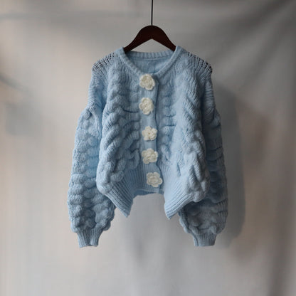 Warm Flowers Design Women Knitted Cardigans