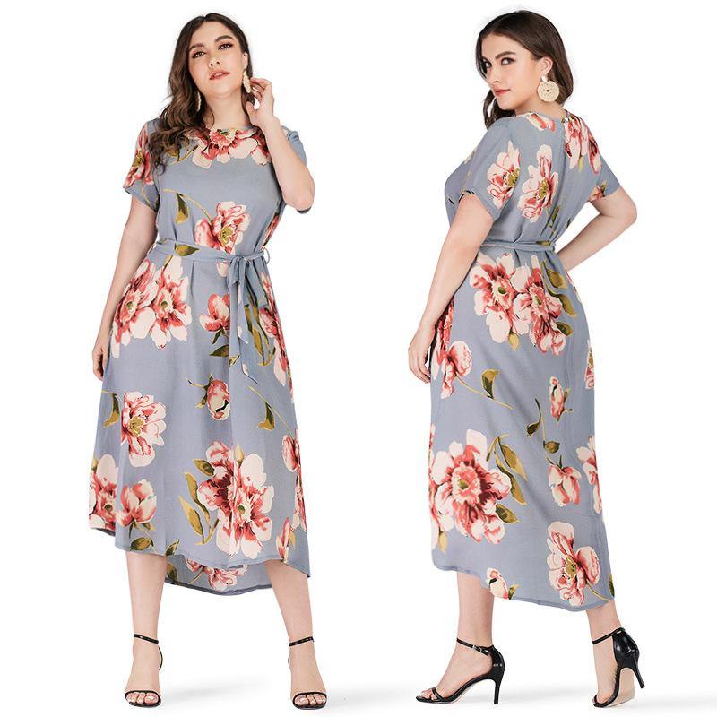 Plus Sizes Short Sleeves Long Dresses-STYLEGOING