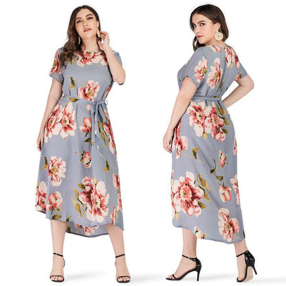 Plus Sizes Short Sleeves Long Dresses-STYLEGOING